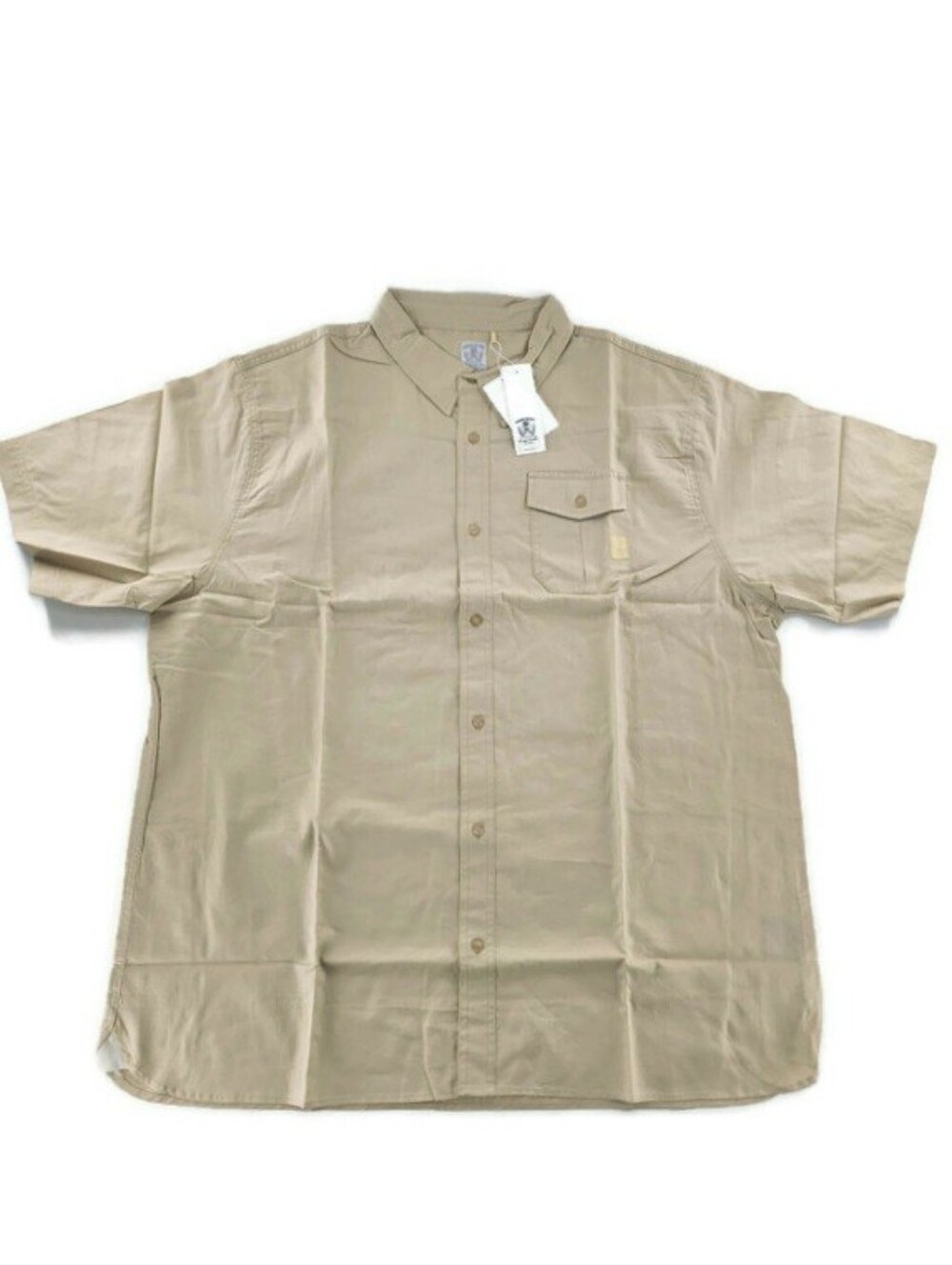 Parish Nation Kahki Linen & Cotton Short Sleeve Casual Button Down Shirt